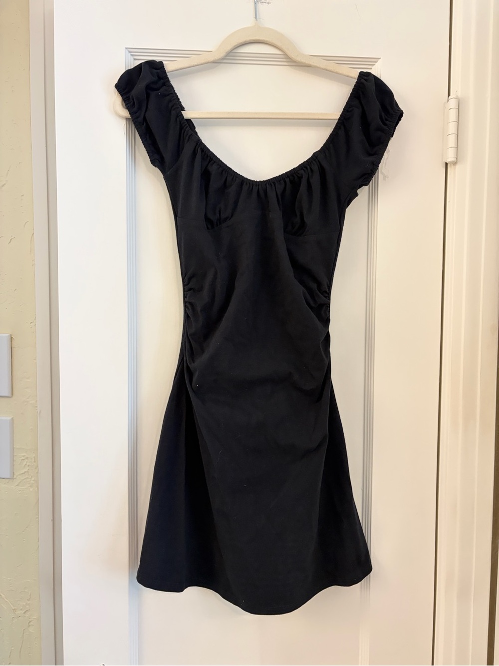 Wild Fable Black Ruched Puff Sleeve Mini Dress XS New With Tags